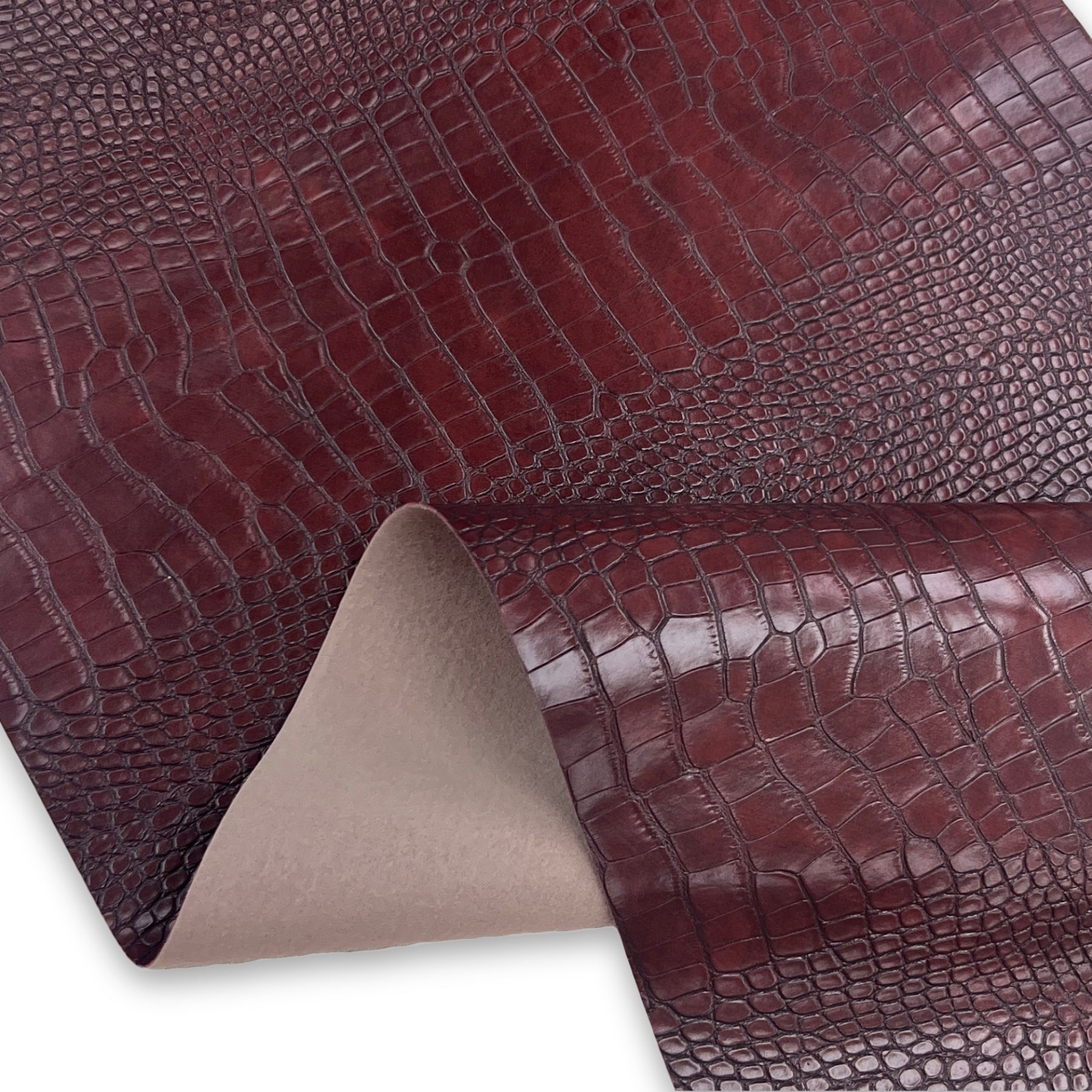 Large Scale Faux Crocodile – Burgundy/Brown – Simply Classic