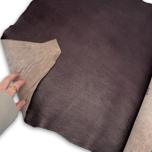 Italian Leather Hide – Aged Dark Purple/Gray