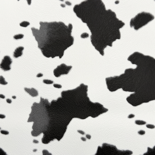 Cow Print Faux Leather – White/Black