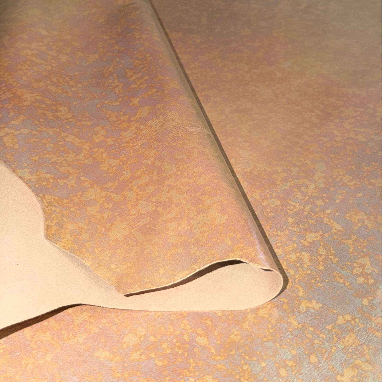 Foiled Iridescent Italian Leather Hide – Peach Sorbet
