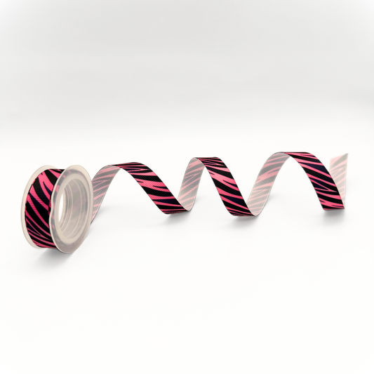 1/2" Grosgrain Ribbon – Hot Pink Zebra Print
