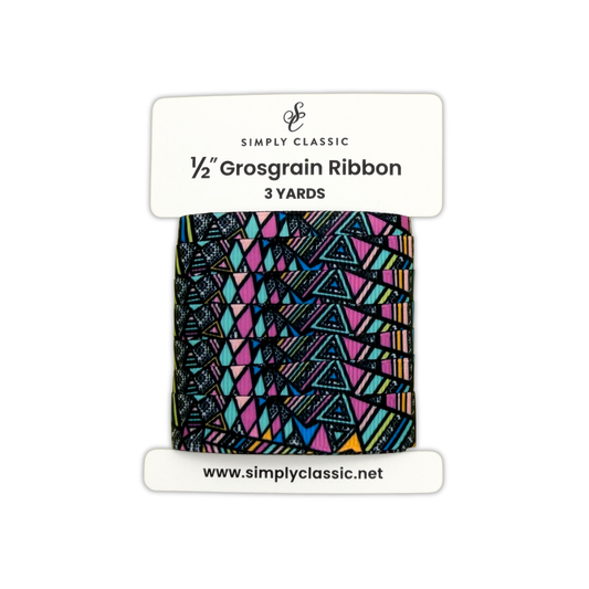 1/2" Grosgrain Ribbon – Retro Geometric