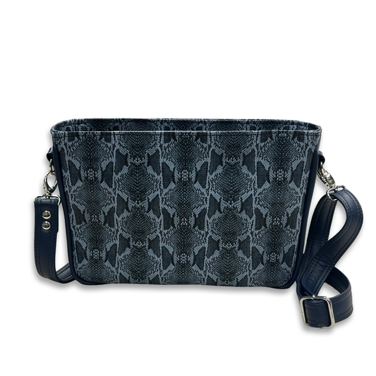 Geometric Snake Faux Leather – Navy/Light Blue