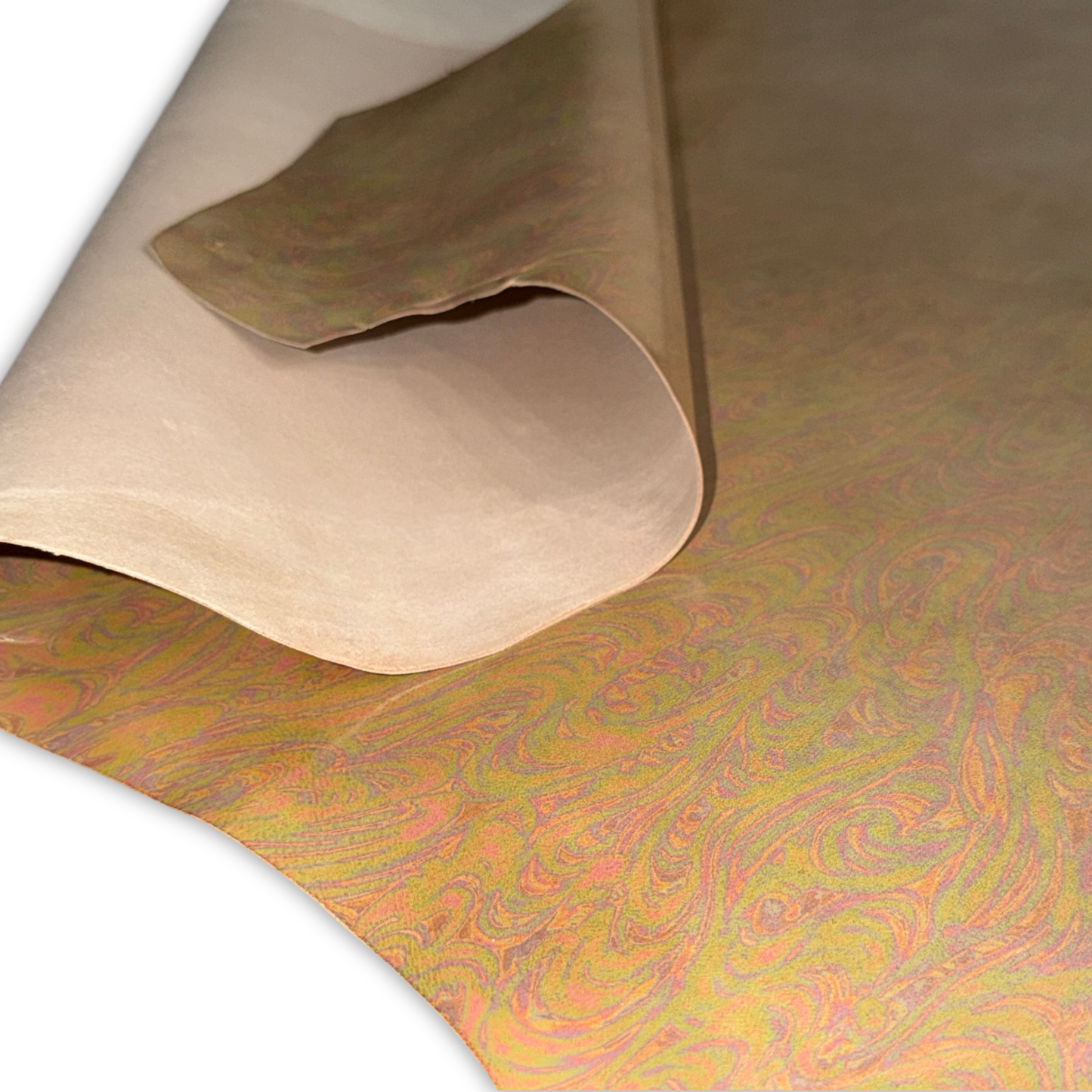 Marbled Iridescent Italian Leather Hide – Peach Sorbet