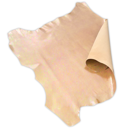 Marbled Iridescent Italian Leather Hide – Peach Sorbet