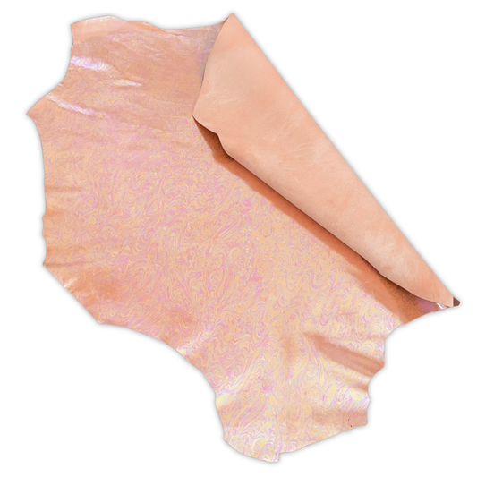 Marbled Iridescent Italian Leather Hide – Rose Gold