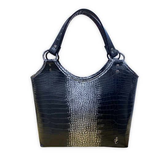 Silver Blend Faux Crocodile – Navy/Silver
