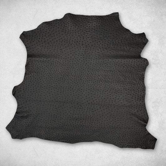 Italian Leather Hide | Very Dark Brown Embossed Ostrich image 1