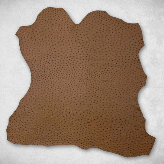 Italian Leather Hide | Light Brown Embossed Ostrich image 1