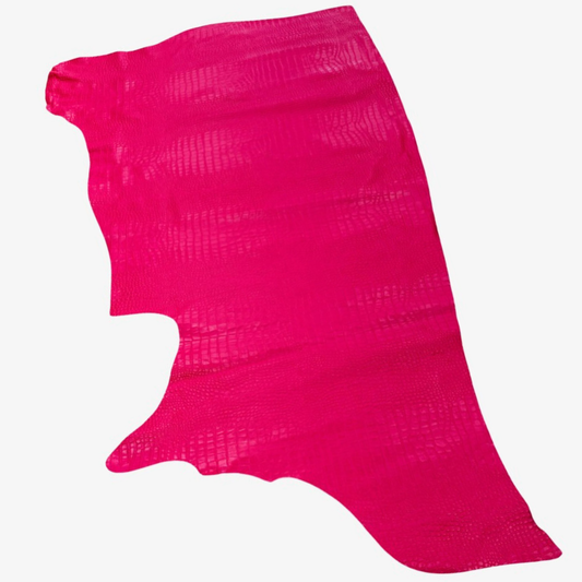 Italian Leather Hide – Pink Embossed Crocodile