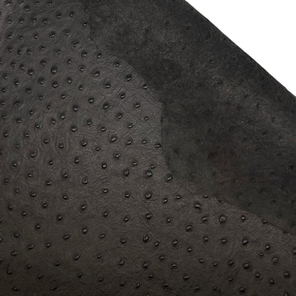 Italian Leather Hide | Very Dark Brown Embossed Ostrich image 2