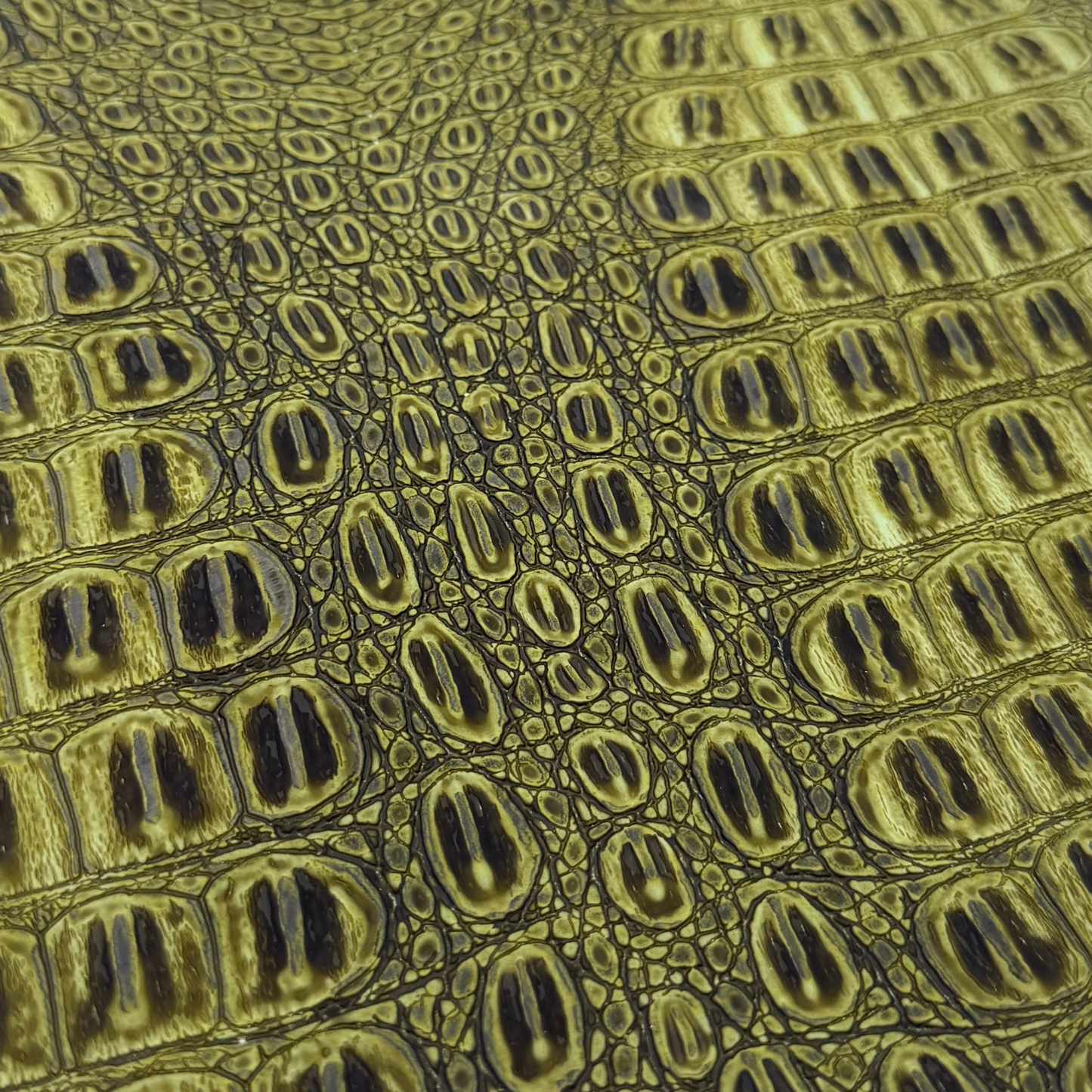 Aged Matte Faux Crocodile – Olive Green