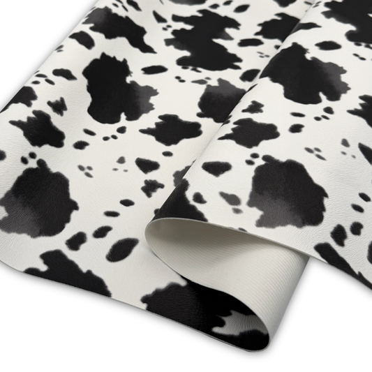 Cow Print Faux Leather – White/Black