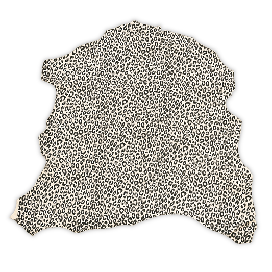 Suede Leopard Print Leather Hide – Cream/Black