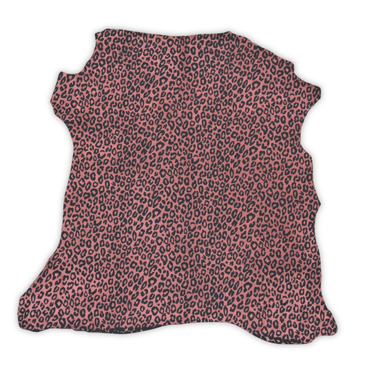 Suede Leopard Print Leather Hide – Dusty Pink/Black