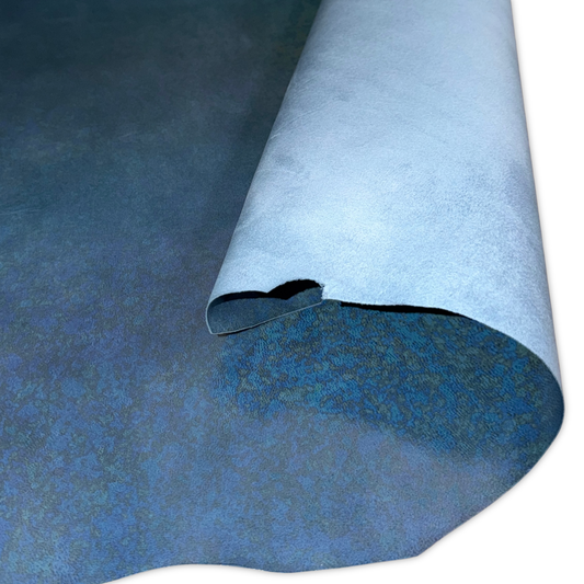 Foiled Iridescent Italian Leather Hide – Ocean Blue