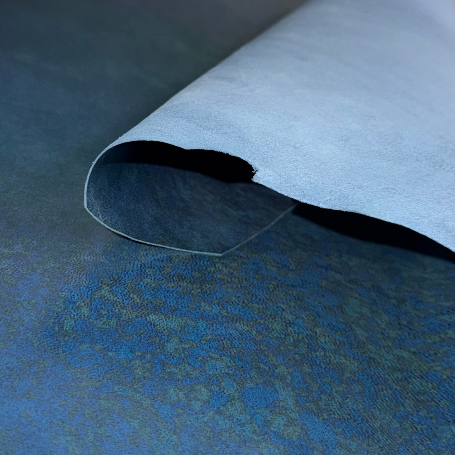Foiled Iridescent Italian Leather Hide – Ocean Blue