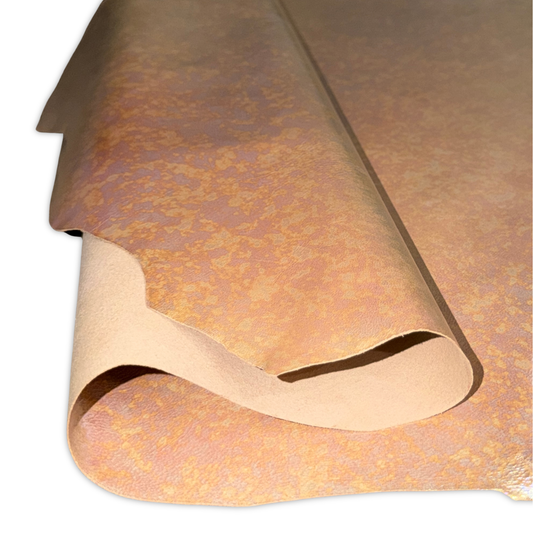 Foiled Iridescent Italian Leather Hide – Peach Sorbet