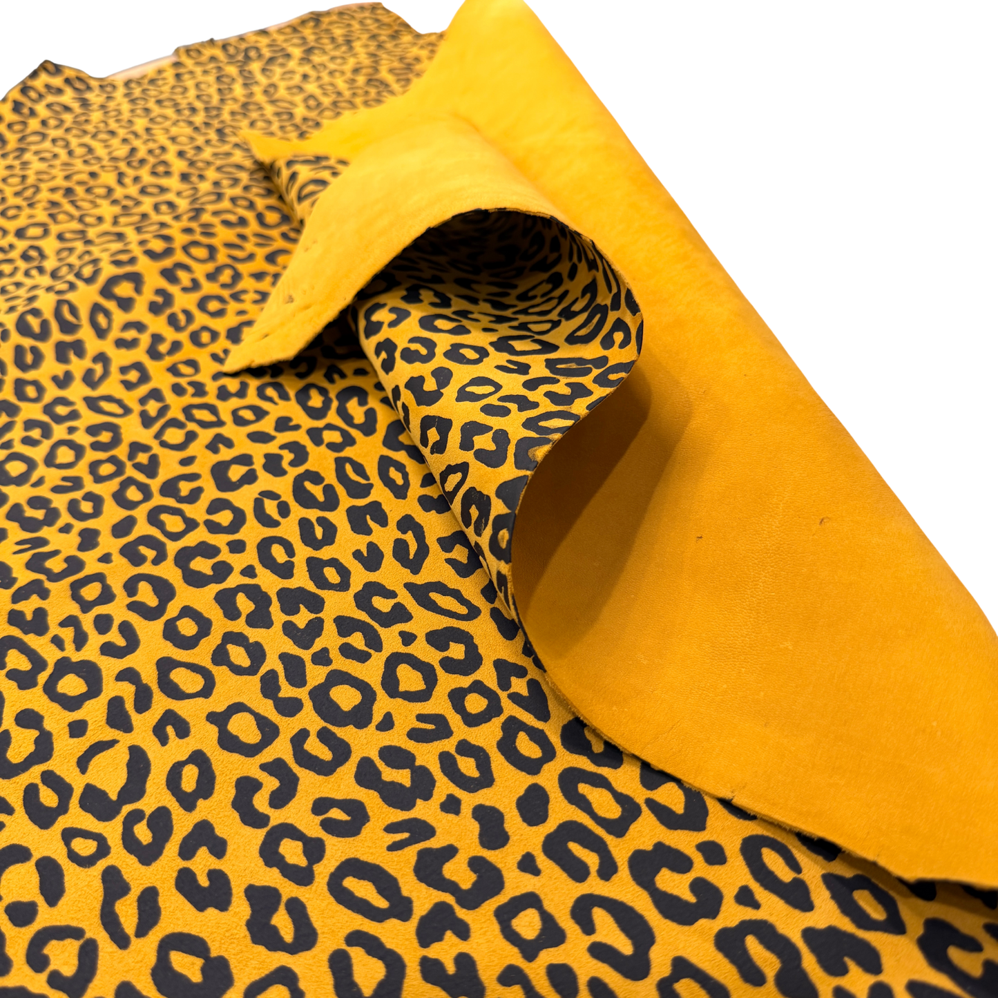 Suede Leopard Print Leather Hide – Gold/Black