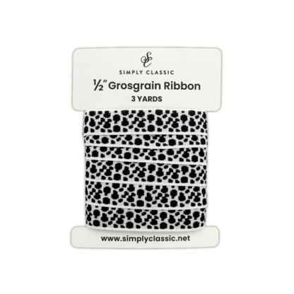 1/2" Grosgrain Ribbon – Bold Dalmation Print