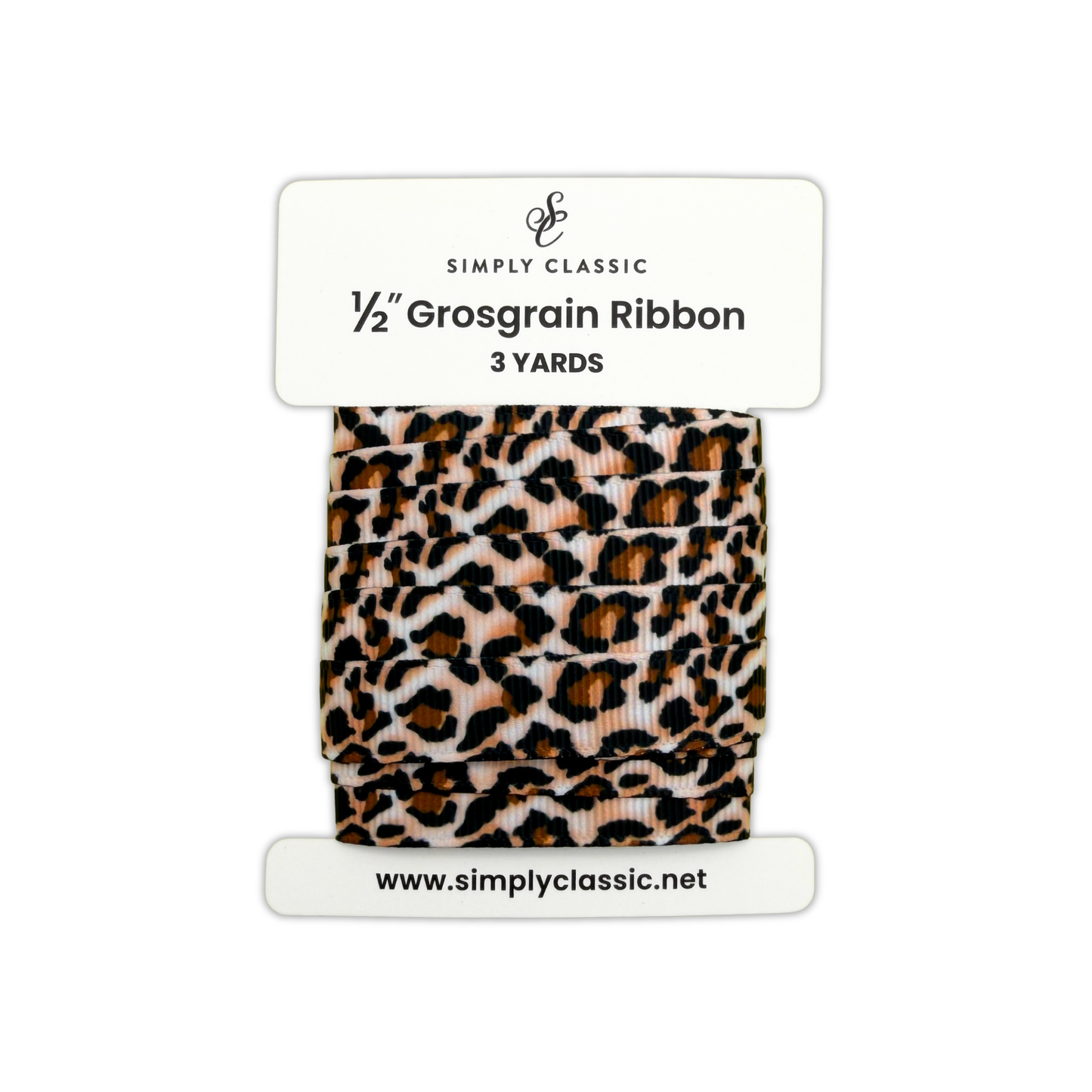 1/2" Grosgrain Ribbon – Brown Leopard Print