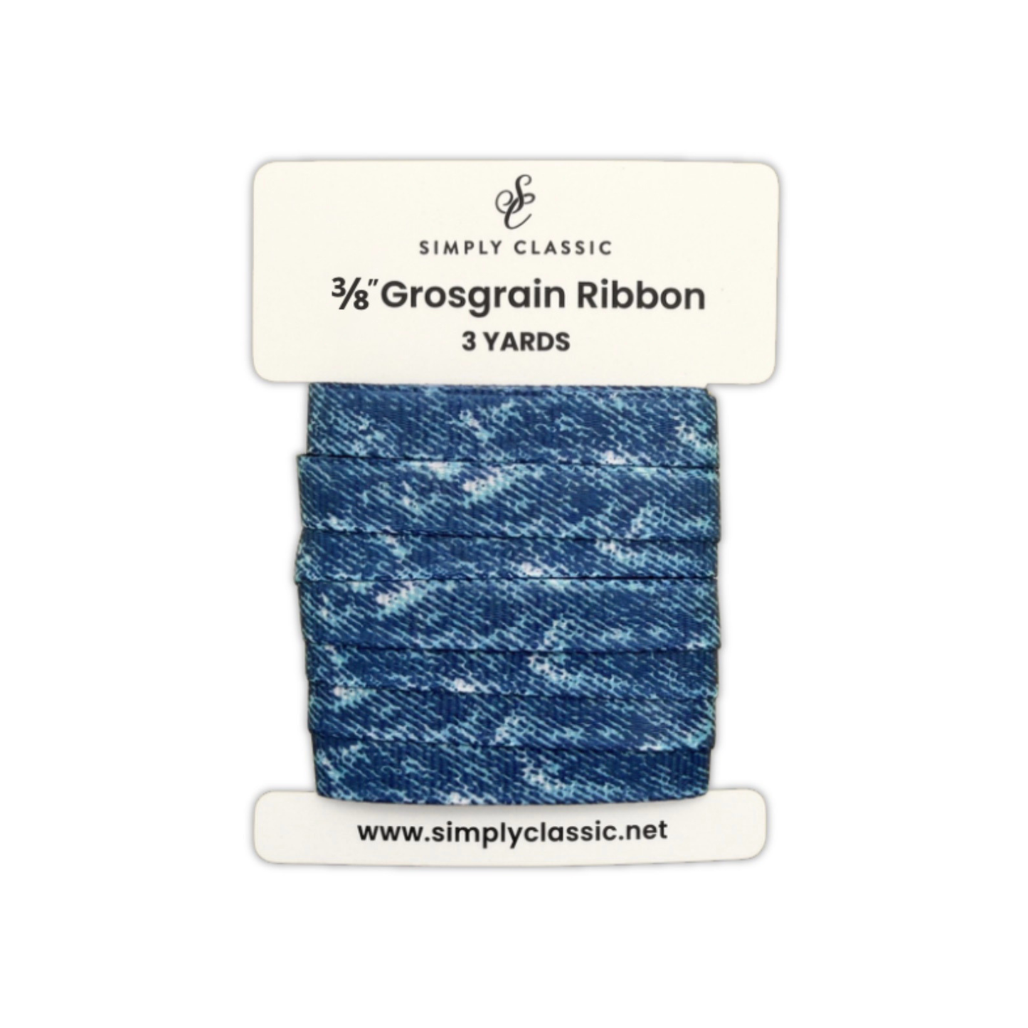 3/8" Grosgrain Ribbon – Distressed Denim