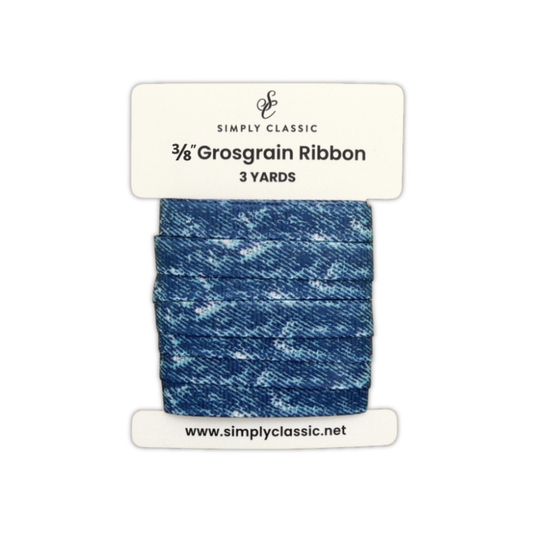 3/8" Grosgrain Ribbon – Distressed Denim