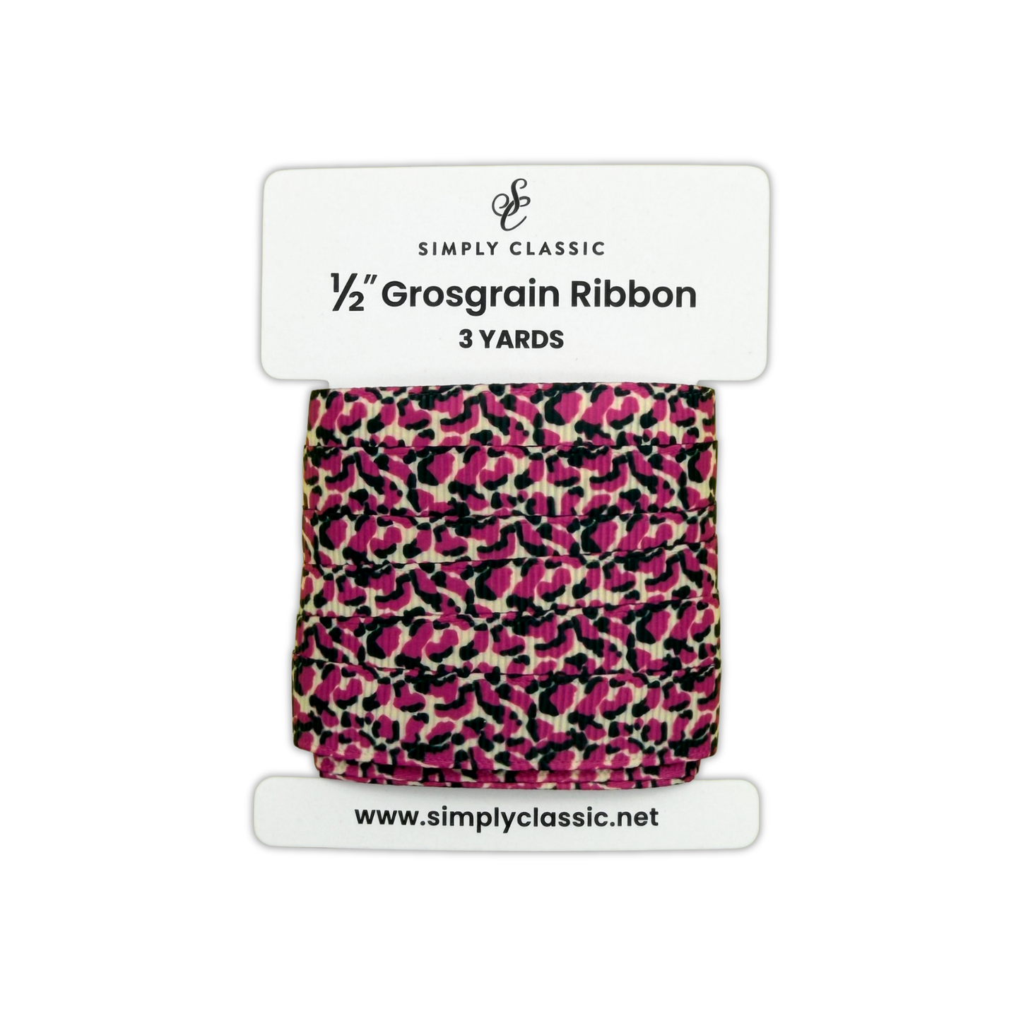 1/2" Grosgrain Ribbon – Magenta Leopard Print