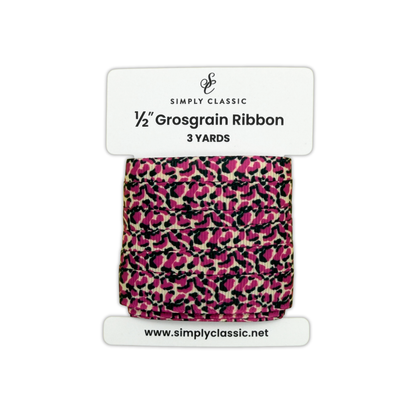 1/2" Grosgrain Ribbon – Magenta Leopard Print
