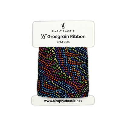 1/2" Grosgrain Ribbon – Neon Pennant Flags