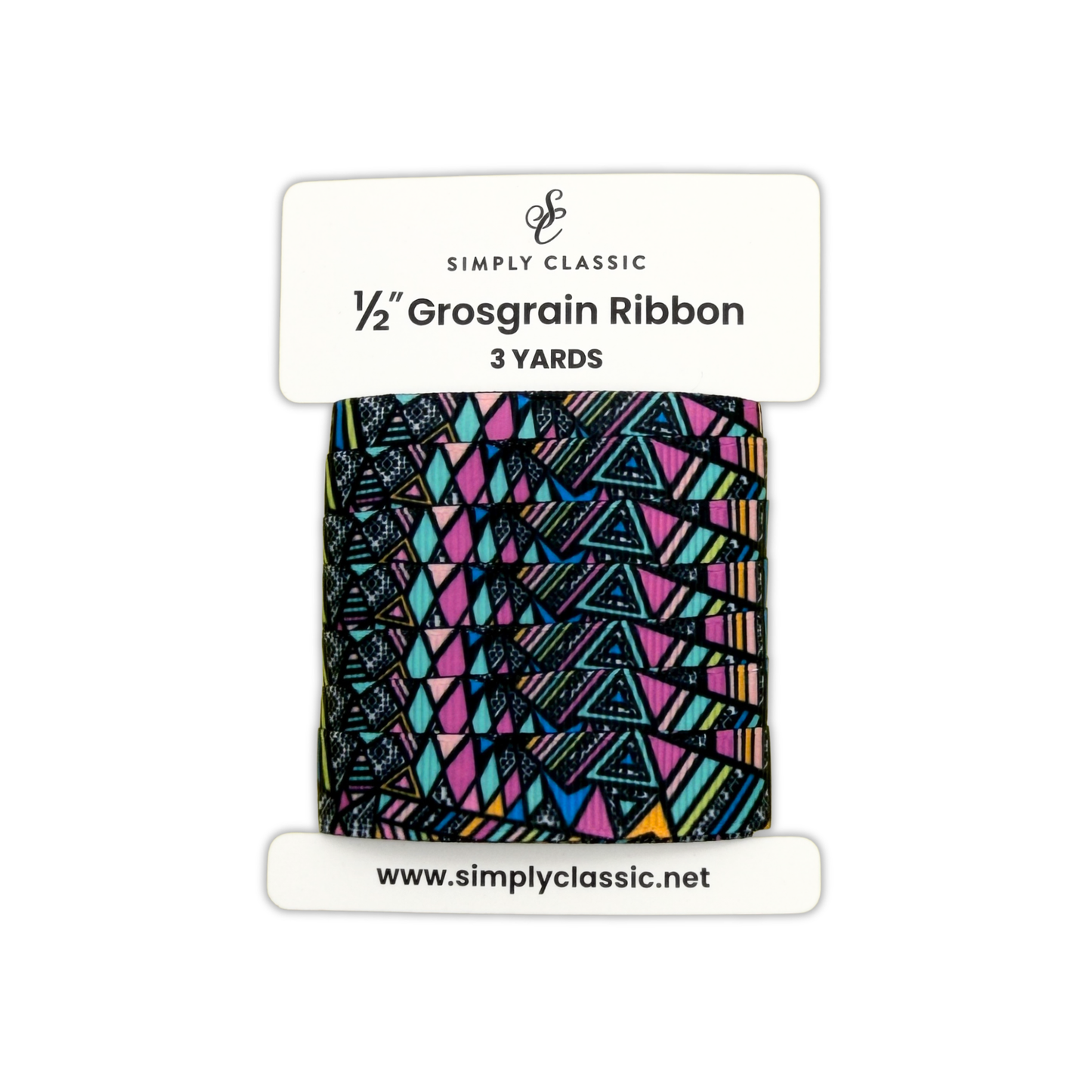 1/2" Grosgrain Ribbon – Retro Geometric