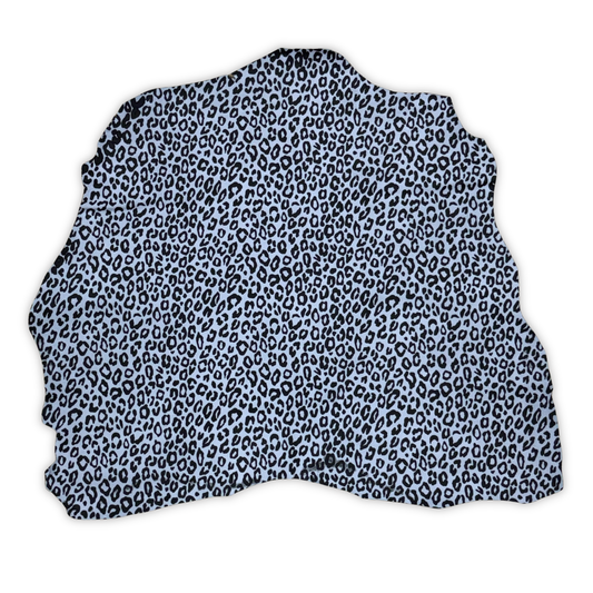 Suede Leopard Print Leather Hide – Light Blue/Black
