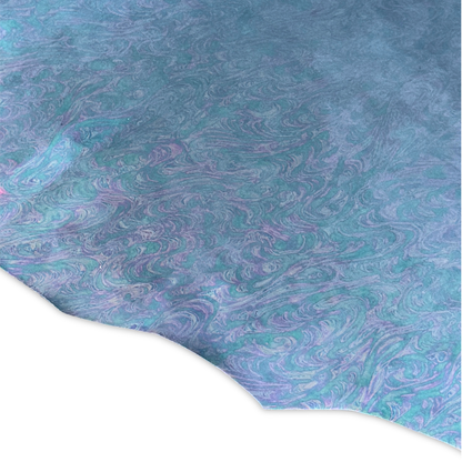 Marbled Iridescent Italian Leather Hide – Ocean Blue