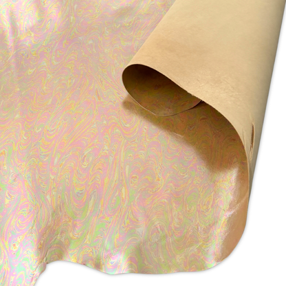 Marbled Iridescent Italian Leather Hide – Peach Sorbet