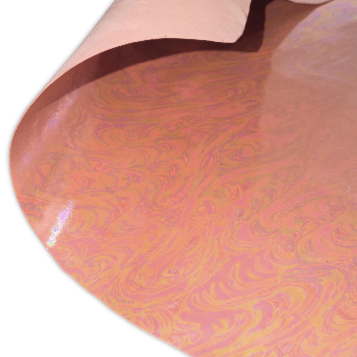 Marbled Iridescent Italian Leather Hide – Rose Gold