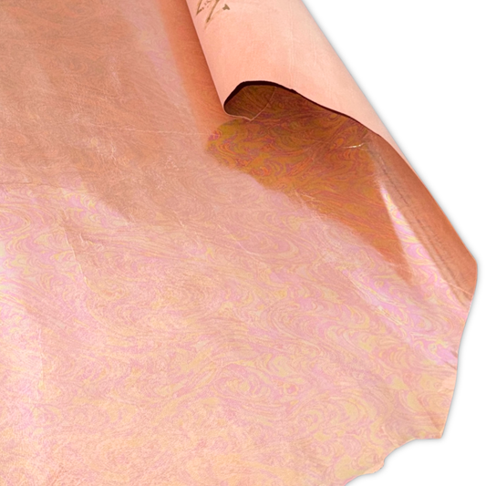 Marbled Iridescent Italian Leather Hide – Rose Gold