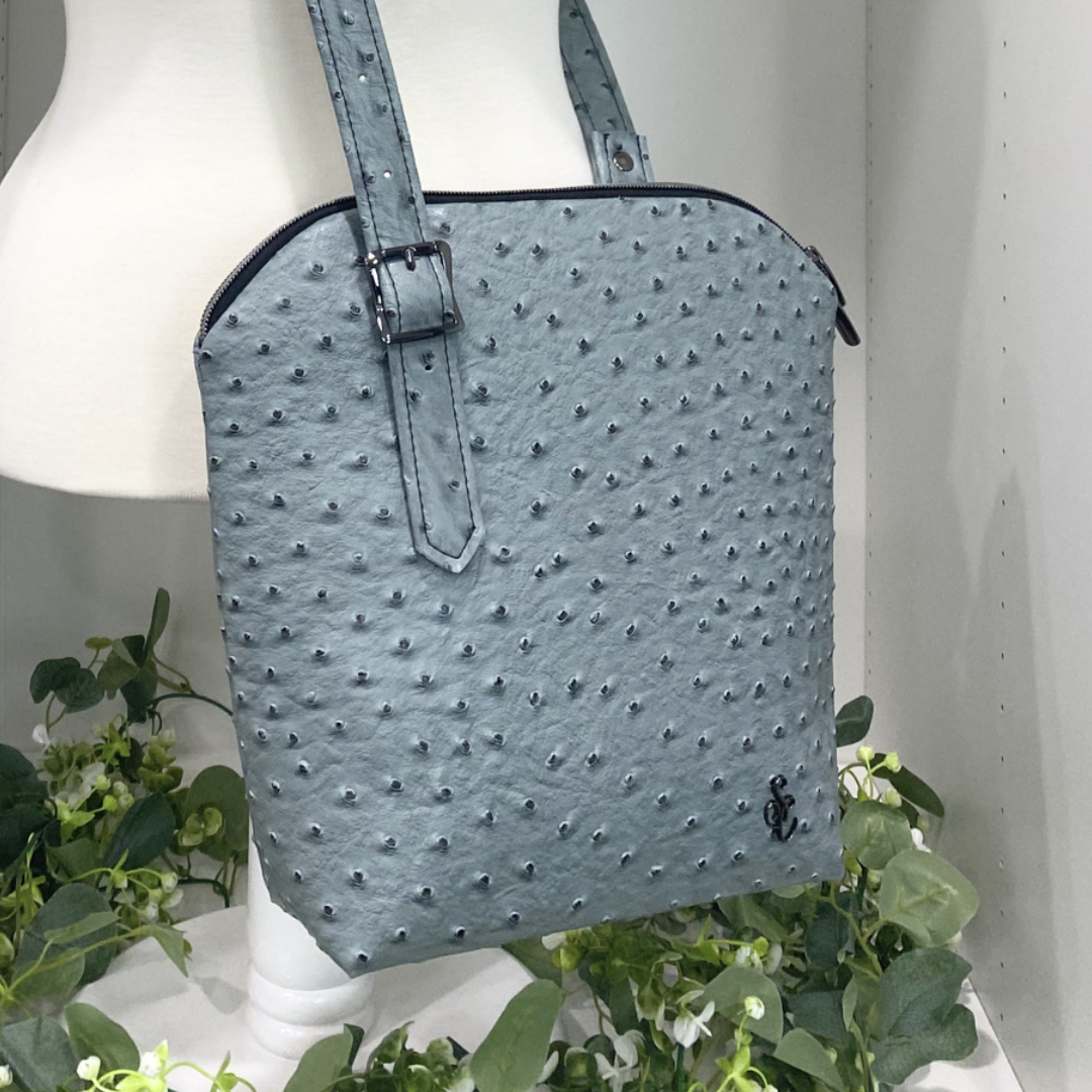 Ostrich Faux Leather – Blue/Gray