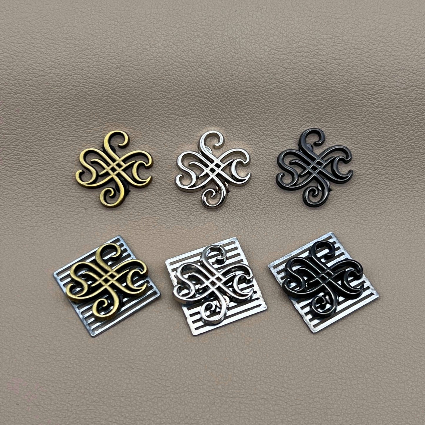 Signature Scroll Motif Metal Bag Tag image 3