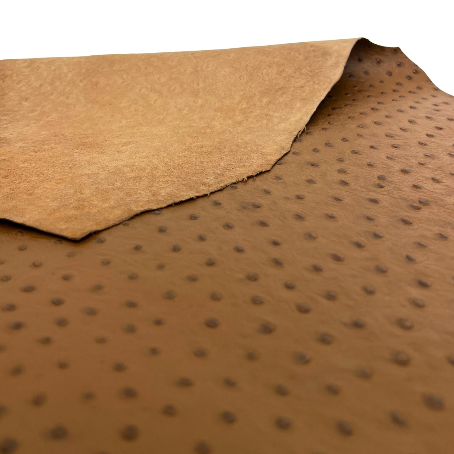 Italian Leather Hide | Light Brown Embossed Ostrich image 3