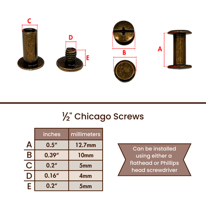 1/2" (12.7mm) Chicago Screws (8 Pack)